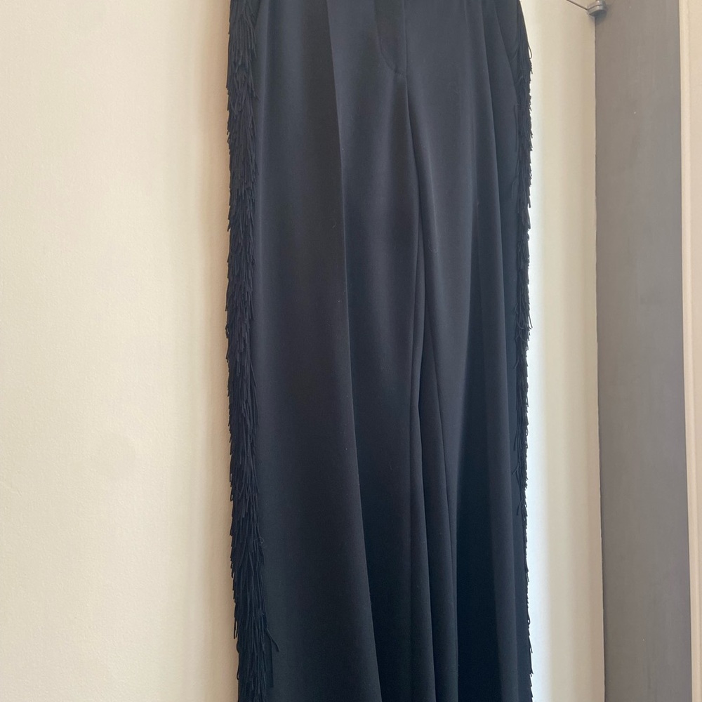 Stella McCartney Black Elegant Pants with Fringes on the side